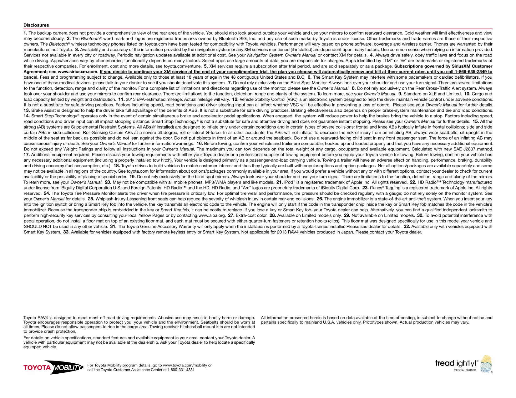 2013 Toyota RAV4 Brochure Page 1